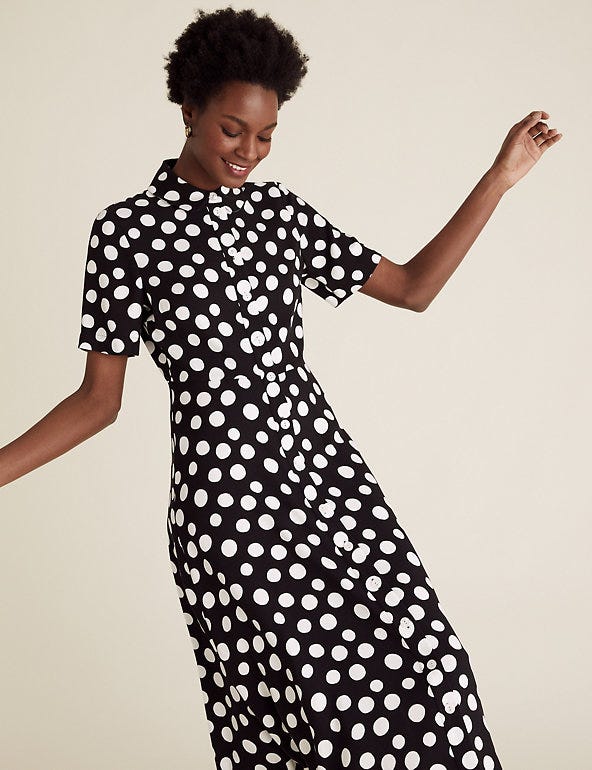 Polka Dot Midi Shirt Dress