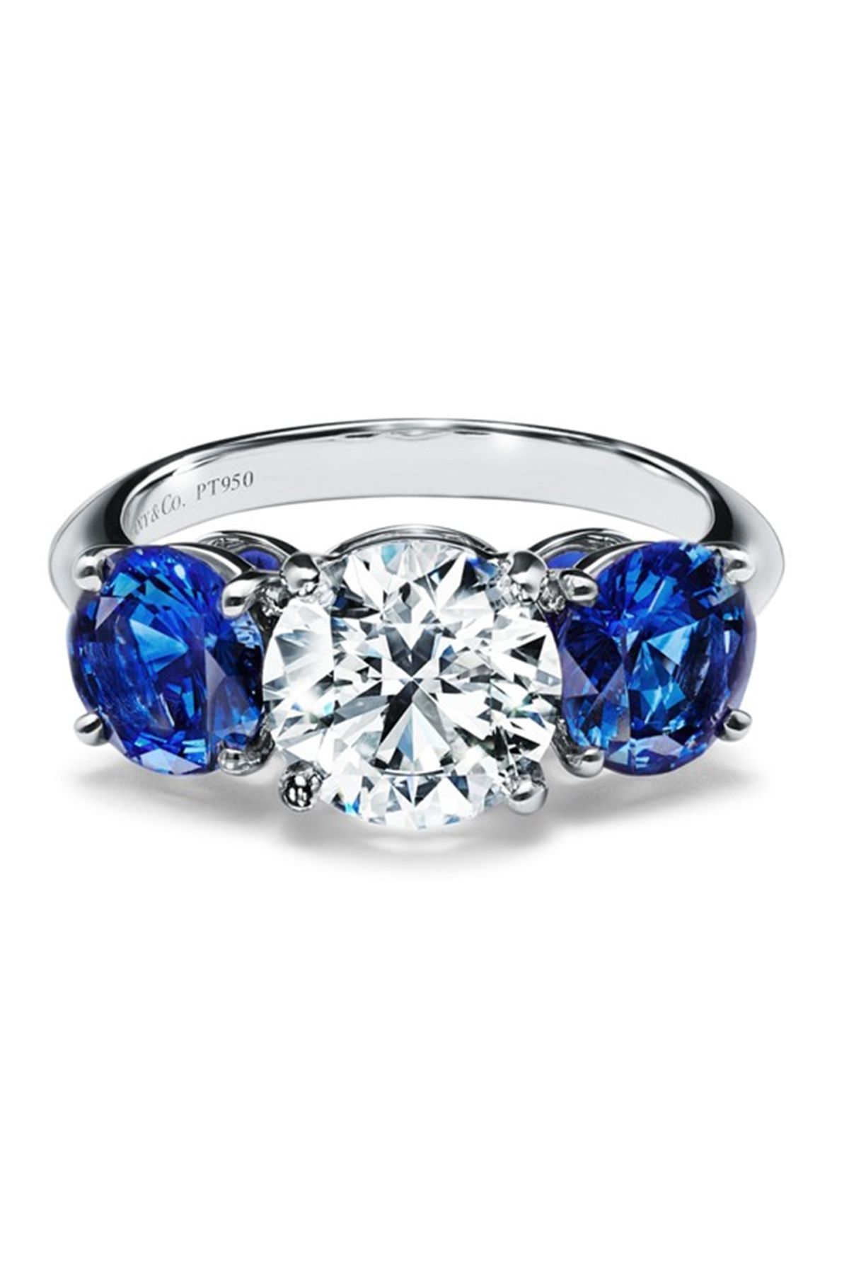 3.07 Sapphire & Diamond Three Stone Engagement Ring in Platinum - Filigree  Jewelers