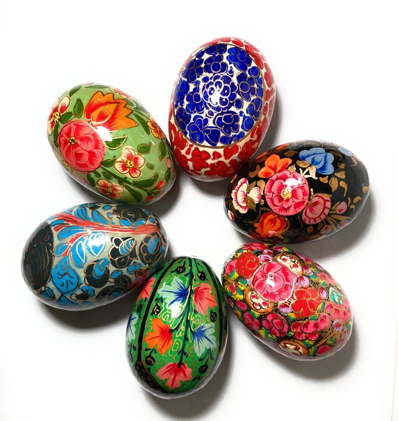 Rumikrafts Hand Painted Wooden Easter Eggs (6)