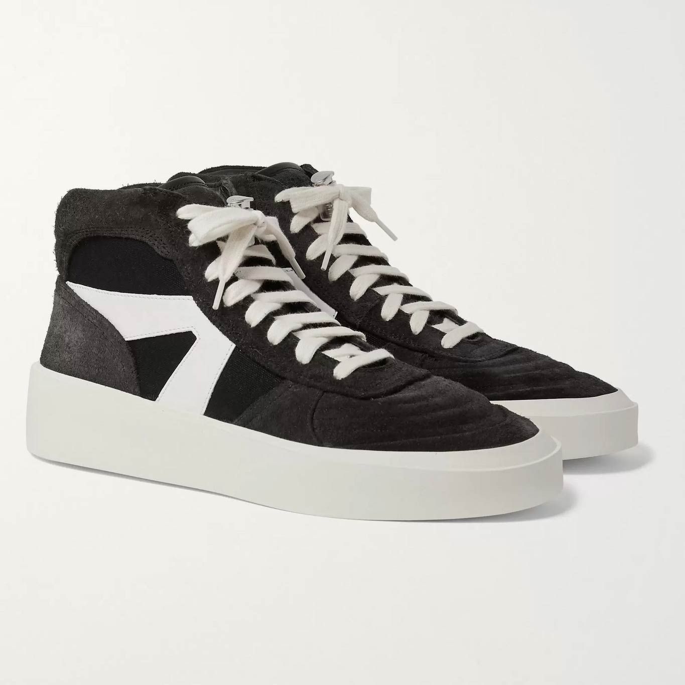 Suede, Leather, and Canvas High-Top Sneakers