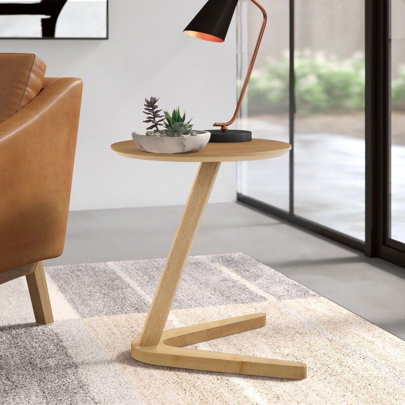 Oak Solid Wood C-Shaped End Table