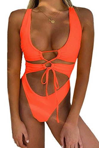 CHYRII High Cut Cutout Lace Up One Piece