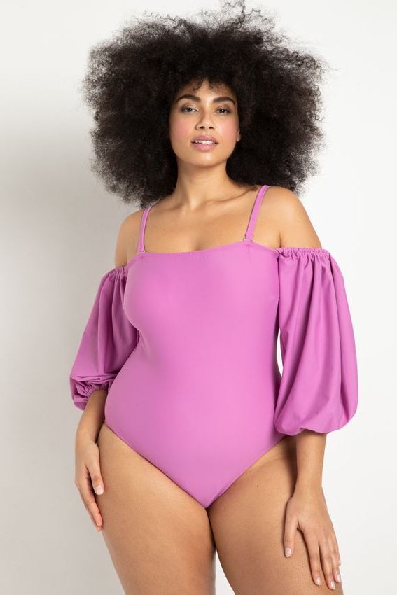 Puff Sleeve Off The Shoulder Swimsuit