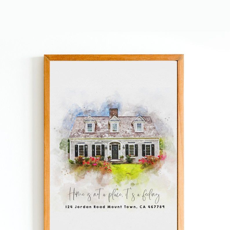 Custom Watercolor House Portrait Painting From Photo Housewarming Gifts  DIGITAL Watercolor Print Housewarming Gifts New Home Gifts 