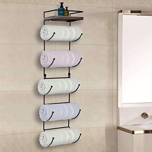 Towel Rack Wall Mounted with Top Shelf