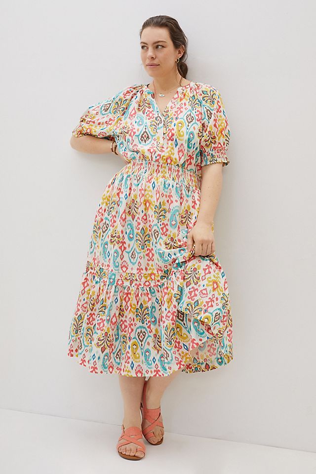 Sun Dresses Women Summer Plus Size Daily Tie-Dyed Color Block Loose V Neck Short Sleeve Dress Plus Size Dresses 