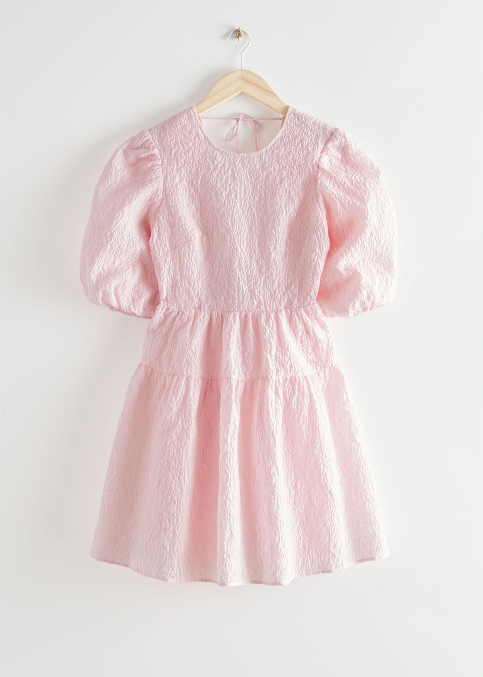 Puff Sleeve Jacquard Mini Dress