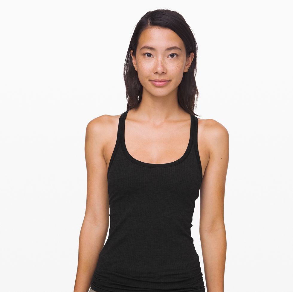 Women's Ribbed Workout Tank Tops with Self Bra Racerback Athletic Comisoles  