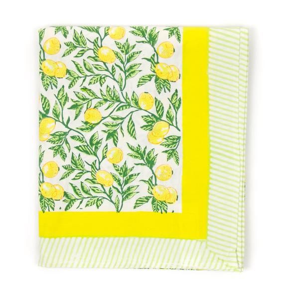 Lemon Block Print Tablecloth