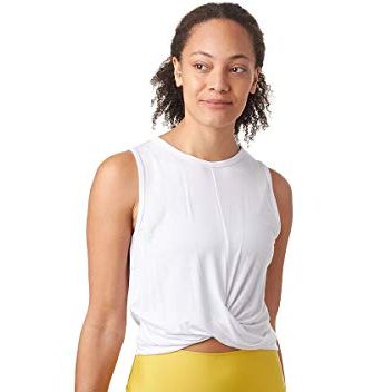 Womens U-Neck Workout Tank Tops Wear with Built in Bras - Cropped