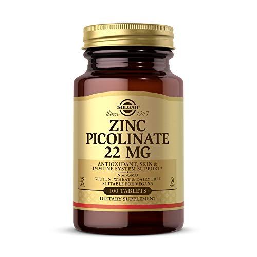 Solgar Zinc Picolinate 22 Mg Tablets, Pack of 100