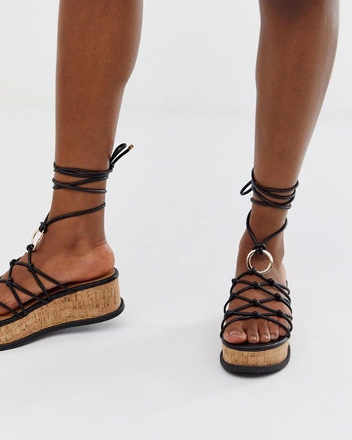 Twine Spaghetti Tie Leg Platforms 