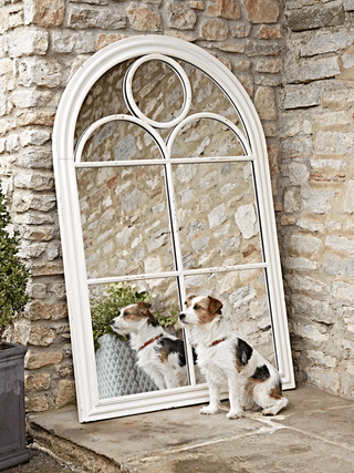 White Arch Outdoor Mirror