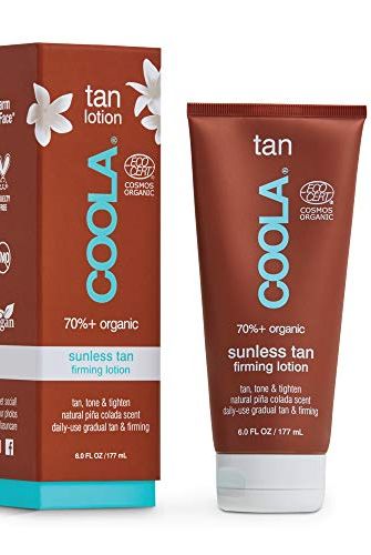 COOLA Organic Sunless Tanning Lotion, Self Tan Firming Lotion & Skin Care, Pina Colada, 6 Fl Oz