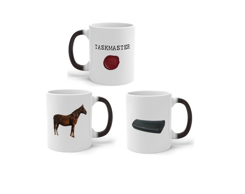 Taskmaster 'Horse or Laminator' magic mug two-pack