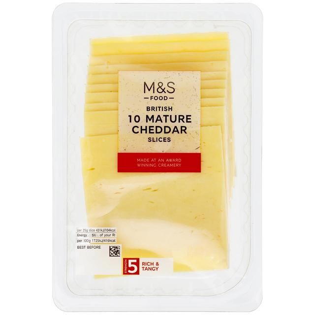 M&S British Mature Cheddar 10 Slices 250g
