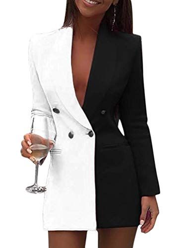 Blazer dress abito donna corto bicolore bianco e nero
