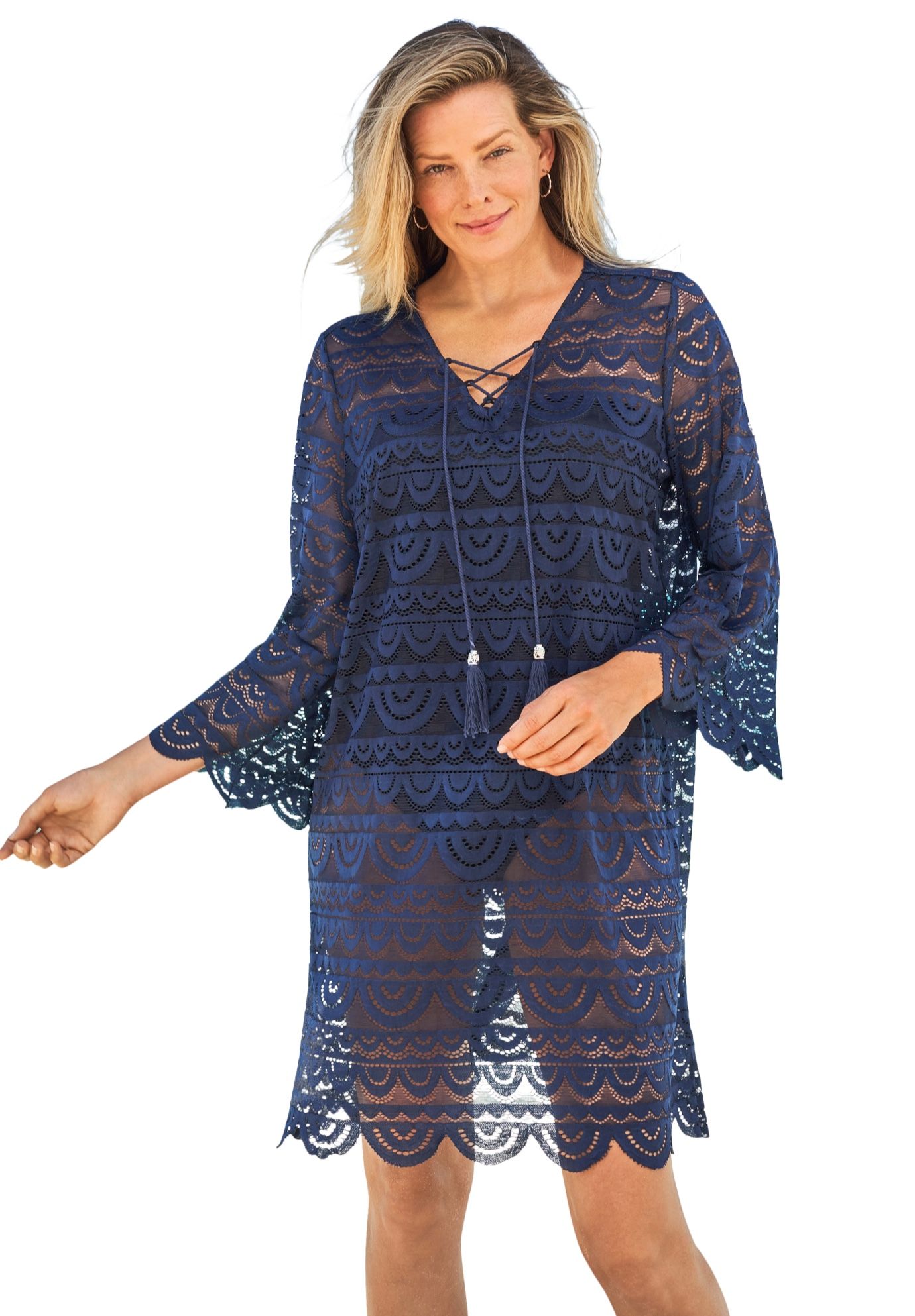 Womens Plus Size Swimwear Cover ups Lace Beach Coverups Swimsuit Bathing Suit Cover-ups 