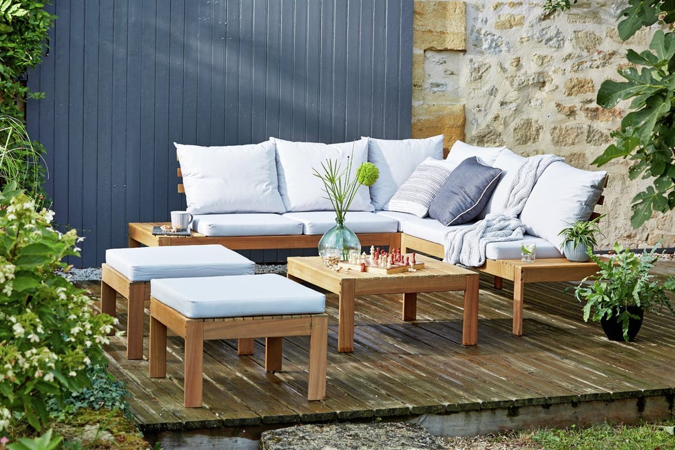 6-Seater Wooden Corner Sofa Set