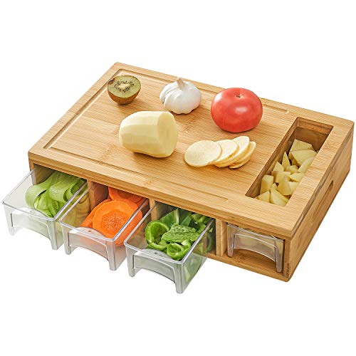 Bamboo Cutting Board With Containers