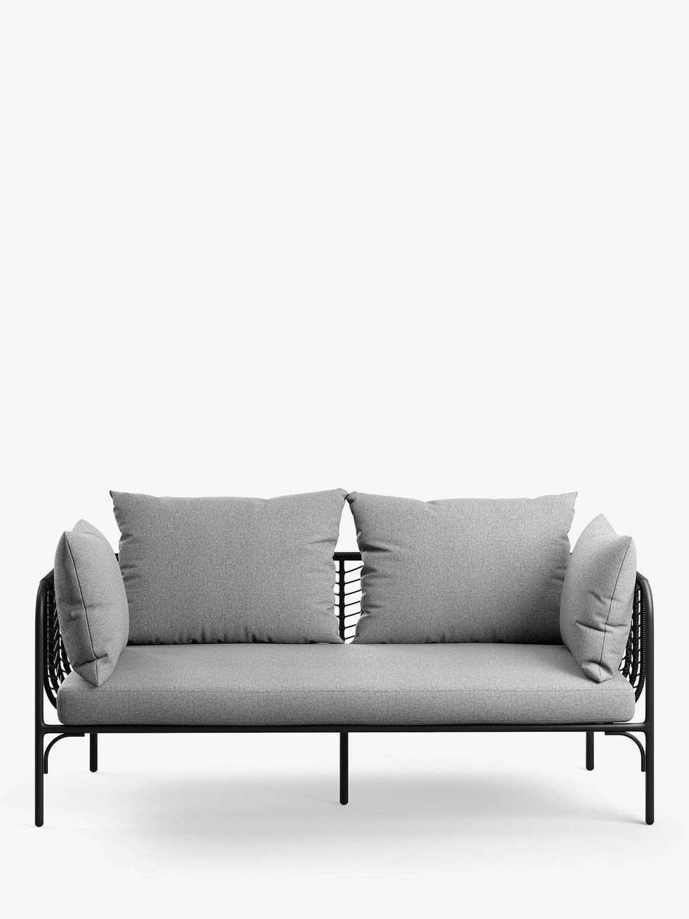 Chevron 2-Seat Garden Sofa, Black/Grey