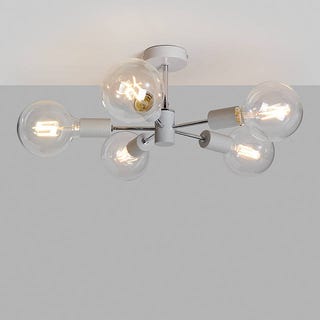 Spoke Semi Flush Ceiling Light, Grey/Chrome