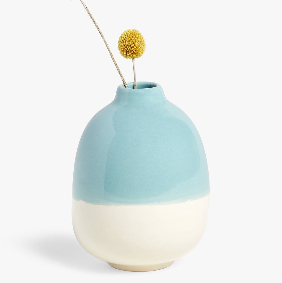 Country Bud Vase, H11cm, Blue/White