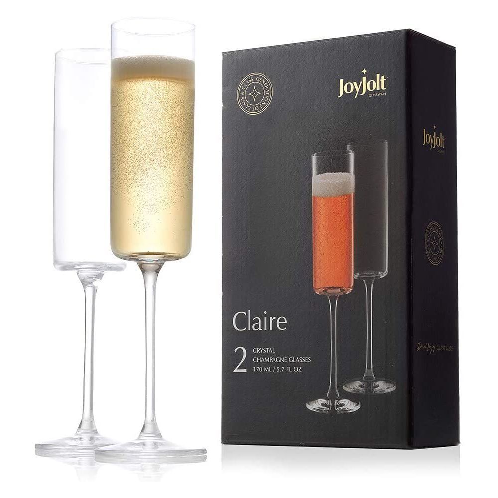 JoyJolt Champagne Flutes (Set of 2)
