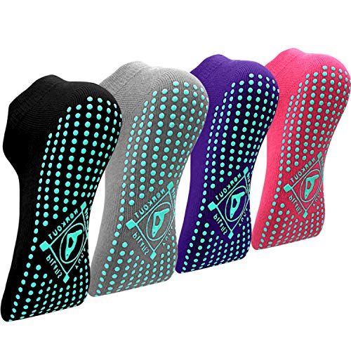 JSPA Non Slip Yoga Socks for Women Anti-Skid Pilates Bikram Fitness Socks with Grips Barre 
