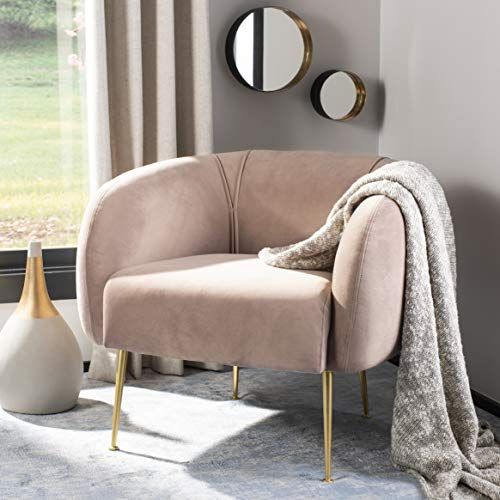 Couture Home Alena Mid-Century Pale Mauve and Gold Chair