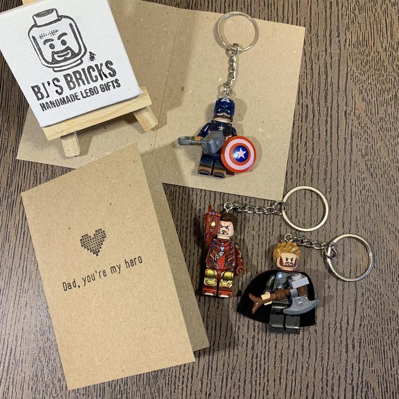 Superhero KEYRING Fathers Day UK STOCK OUR DAD OUR HERO 