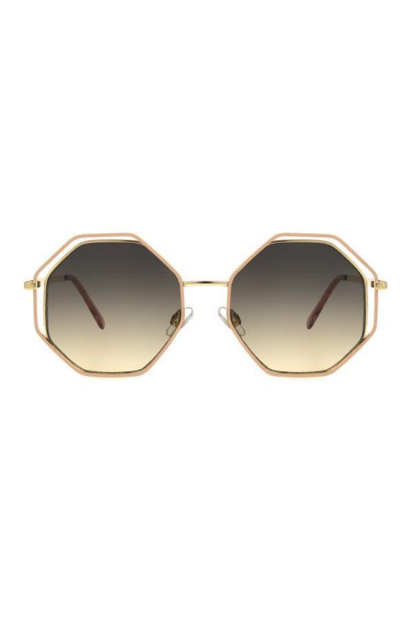 Narrow Geometric Rose Gold Sunglasses
