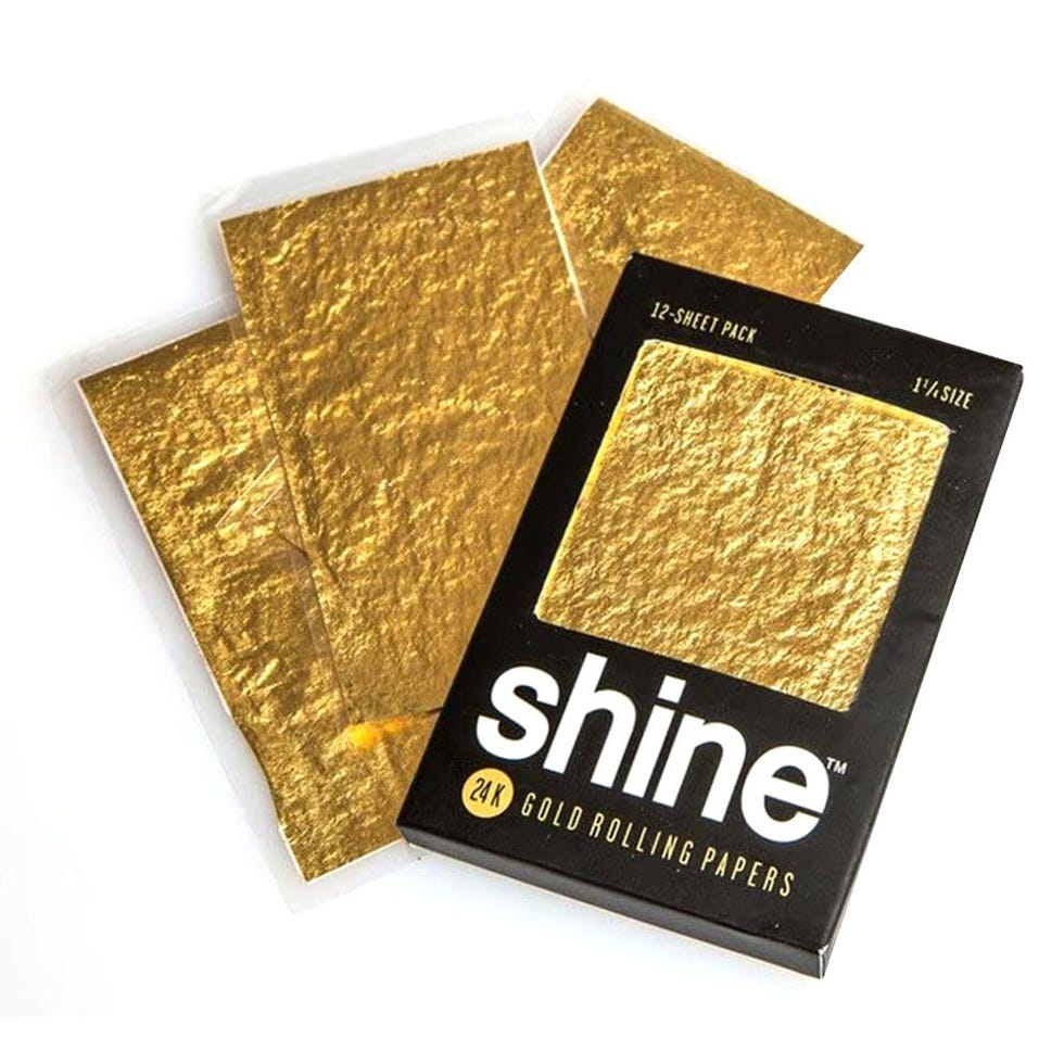  Gold Cigarette Rolling Papers, King Size 1 Sheet Per Pack, Shine Papers, Luxury Gift, Clean Burning