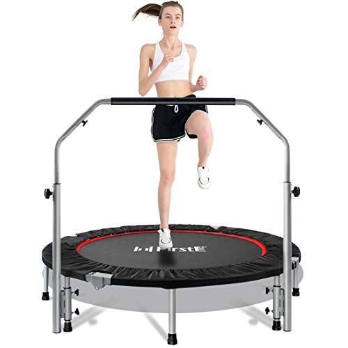 Silent Foldable Trampoline 40'', Exercise Fitness Trampoline with Higher  Adjustable Handrail Fitness Rebounder with Carry Bag Mini Trampoline for  Kids Adults Indoor/Garden Workout Max Load 400 lbs 