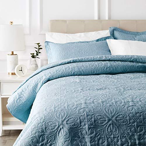 YRRA Summer Quilts Queen size for All Season Reversible Patchwork Quilts with 2 Pillow Shams 3-piece set ,Blue,220x240cm