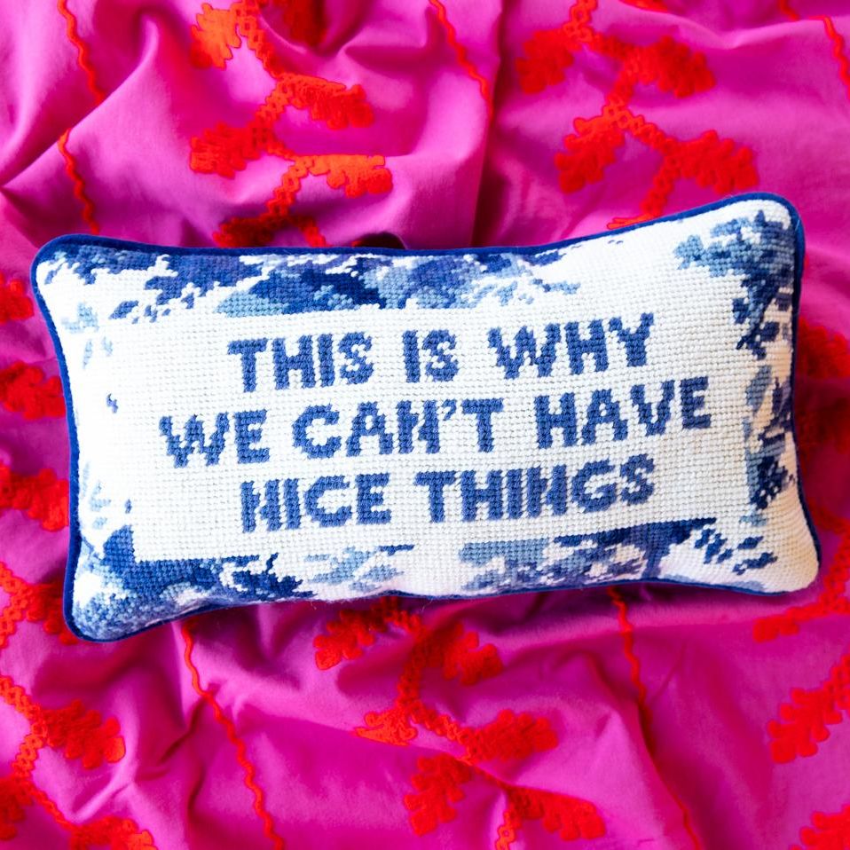 This is Why We Can't Have Nice Things Needlepoint Pillow
