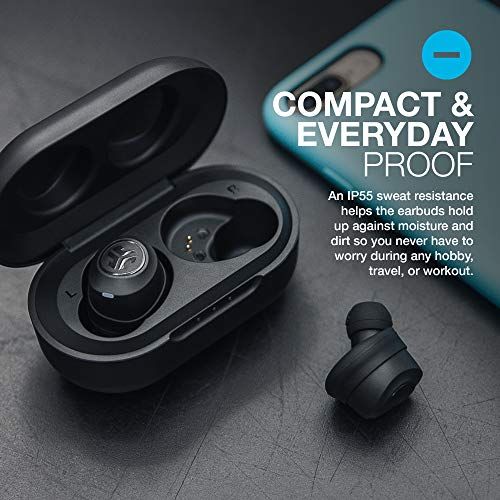 JLab Audio JBuds Air True Wireless Earbuds, Bluetooth Wireless Headphones and USB Charging Case with IP55 Sweat Resistance and Custom EQ3 Sound, Black