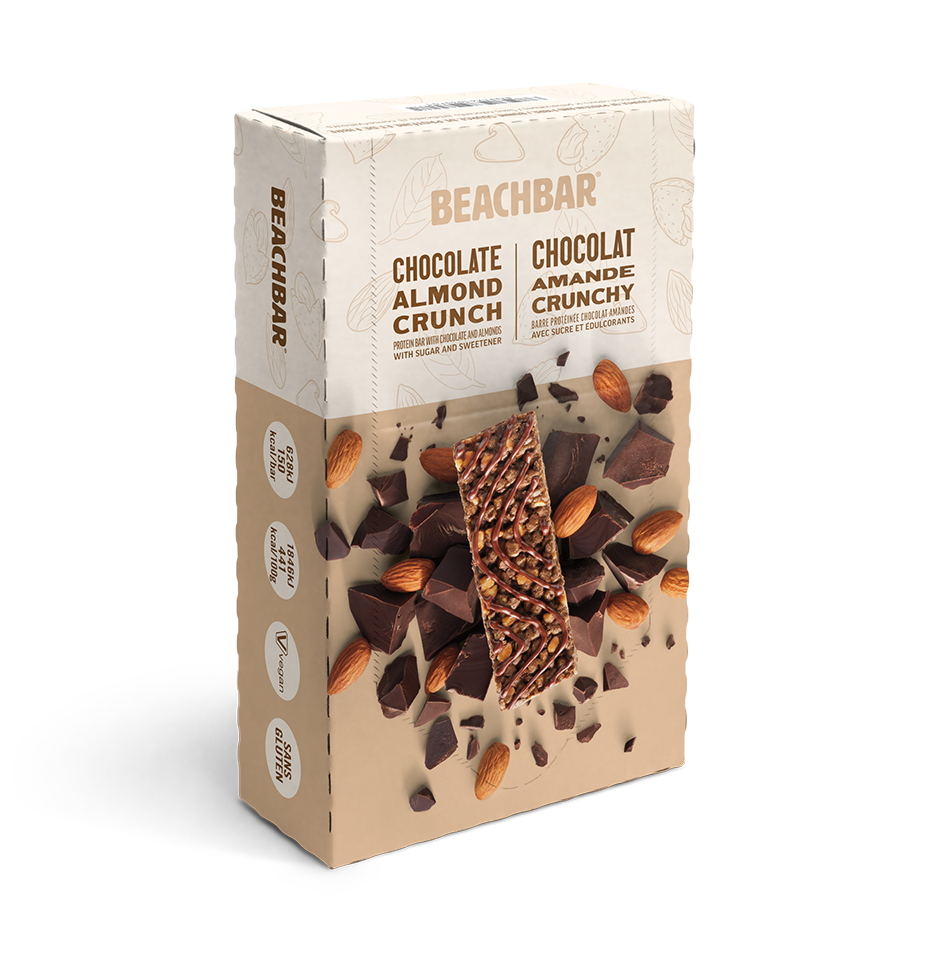 BEACHBAR® Σοκολατένιο Τραγανό Αμύγδαλο Φυτικής Σοκολάτας (15 μπάρες ανά συσκευασία)