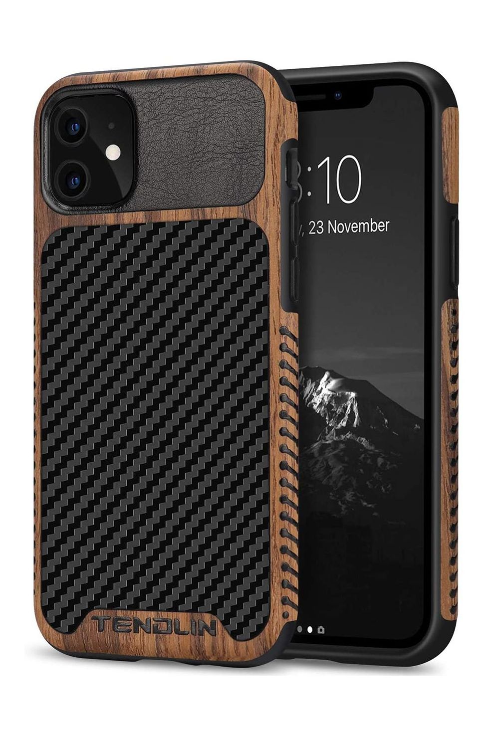 Wood Grain with Leather Hybrid Case