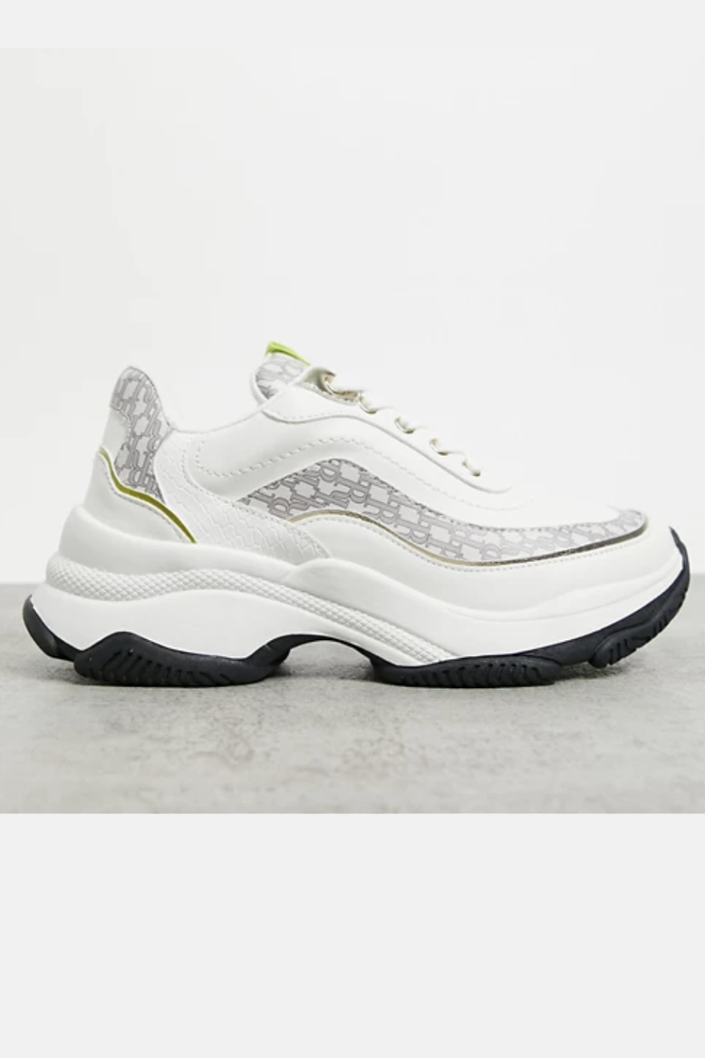 white and black chunky sneakers
