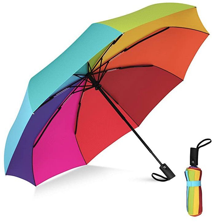 Beautiful Colorful Flowers 3 Folds Auto Open Close Umbrella Resisting Wind Rain Compact Travel Umbrella 