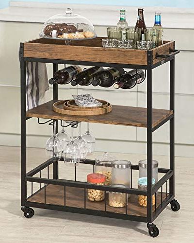Industrial Bar Cart with Removable Tray