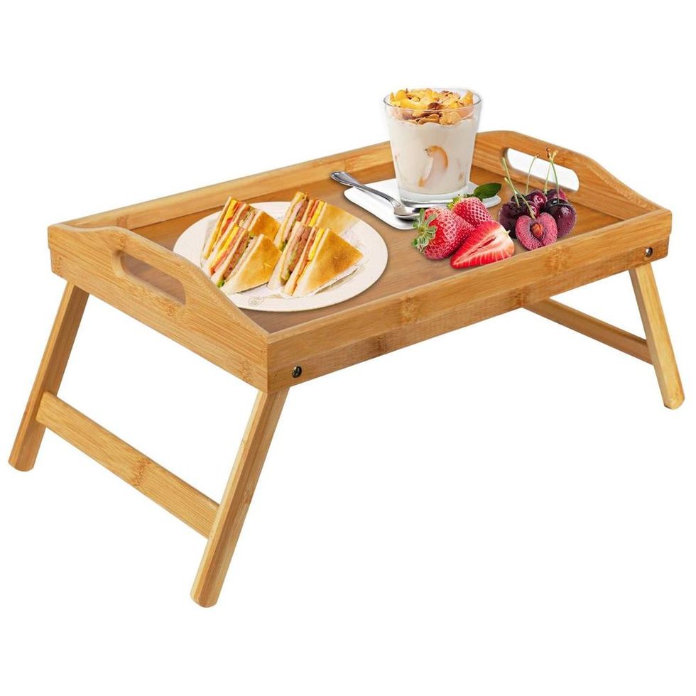 Bamboo Bed Tray Table With Foldable Legs