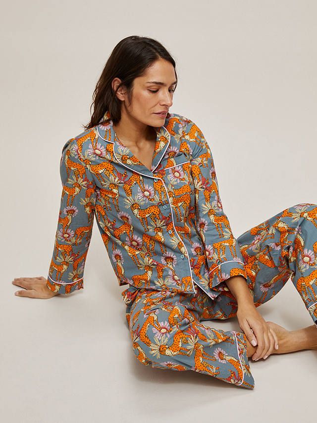 Womens Pure Cotton Long Sleeve Check Button Up Pyjama Set PJ'S Ladies Nightwear 