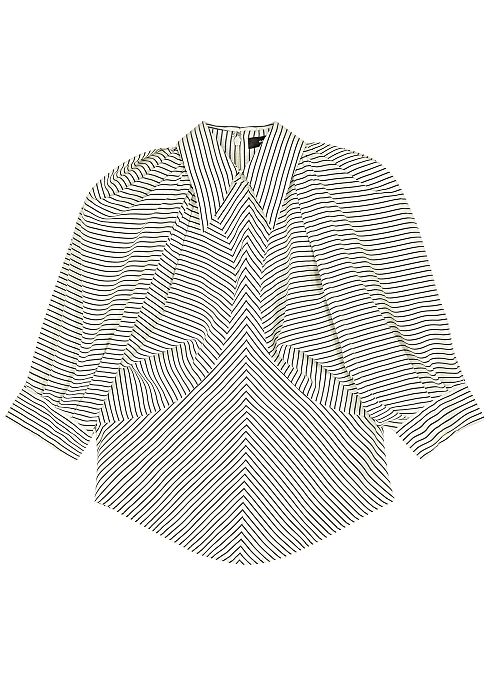 絲綢襯衫推薦#4：條紋絲質襯衫