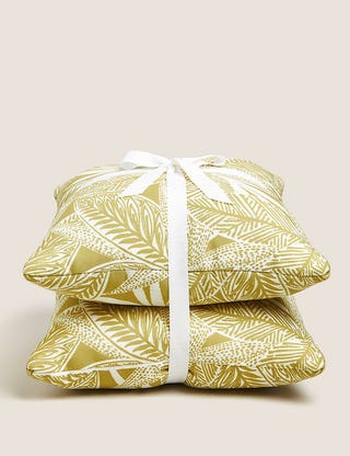 Set of 2 Palm Print Outdoor Cushions