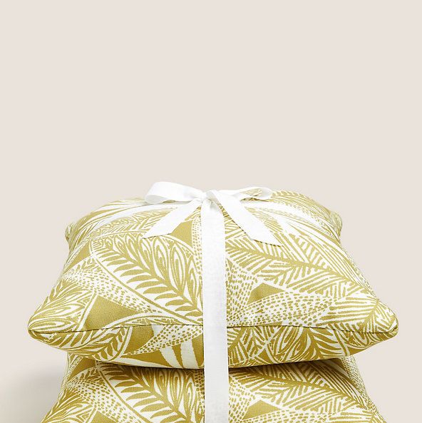 Set of 2 Palm Print Outdoor Cushions