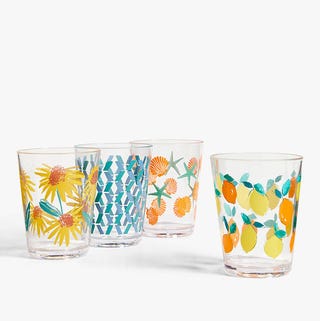 John Lewis & Partners Fun Plastic Tumblers, 400ml, Set of 4, Clear/Multi John Lewis & Partners Fun Plastic Tumblers, 400ml, Set of 4, Clear/Multi
