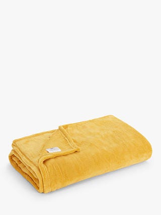 John Lewis & Partners Fleece Throw, Mustard, L180 x W140cm