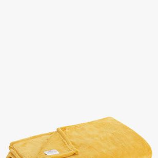 John Lewis & Partners Fleece Throw, Mustard, L180 x W140cm